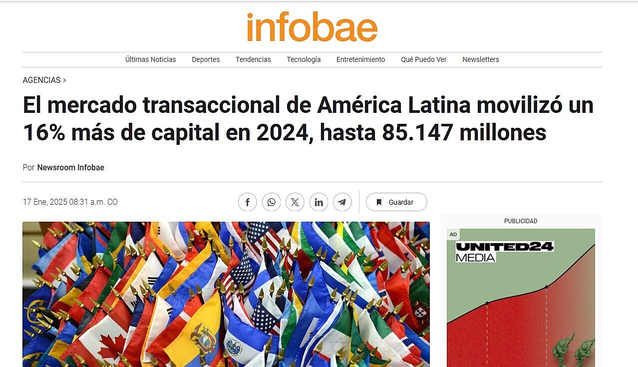 El mercado transaccional de Amrica Latina moviliz un 16% ms de capital en 2024, hasta 85.147 millones